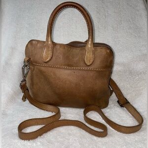 Roots Grace Tribe Leather Brown Classic Satchel Bag made in Canada